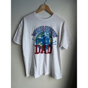 Vintage INK Inc Mens White World's Greatest Dad Graphic T Shirt Large
